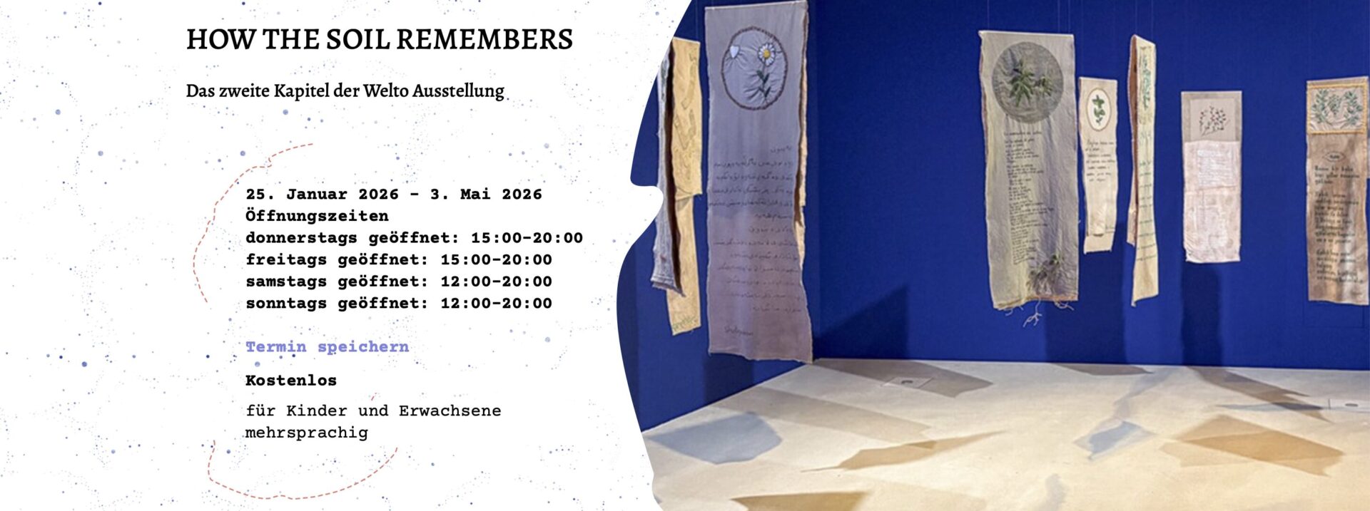 Screenshot der Website der Spore Initiative. Mit Terminen und Foto der Ausstellung.